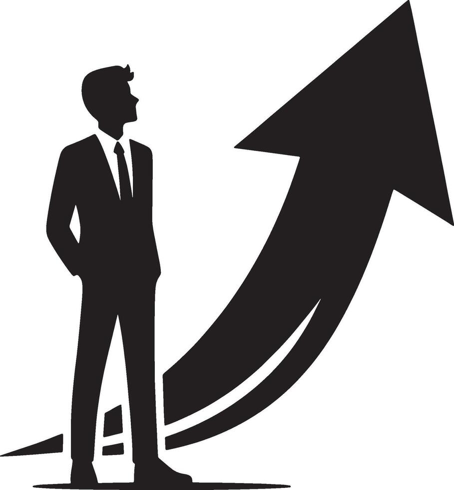 Man silhouette with arrow for success and development vector