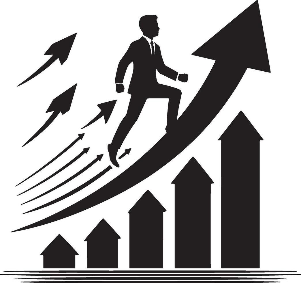Arrow with man figure for business improvement vector