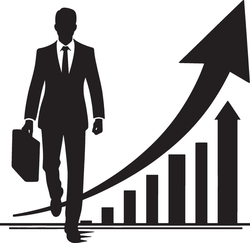 Male icon with upward arrow corporate growth vector
