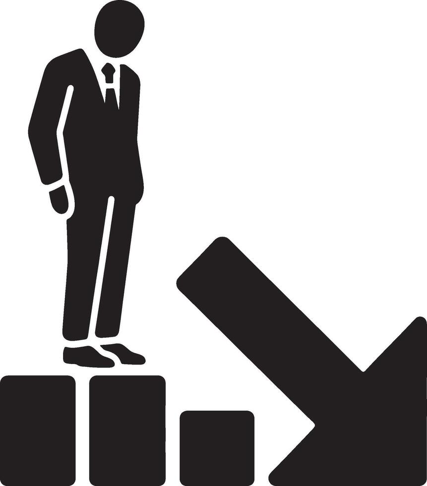 Man silhouette paired with downward arrow vector