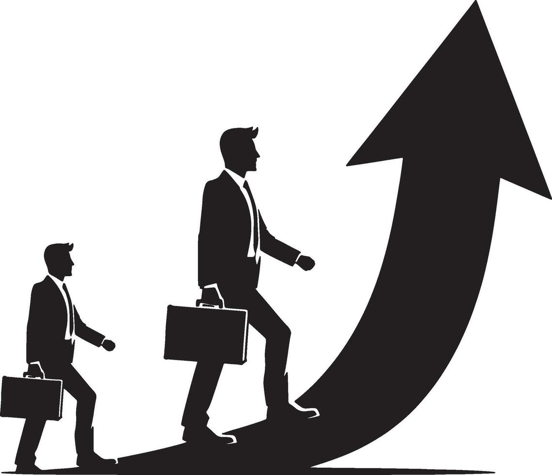 Male figure with upward arrow for success and growth vector