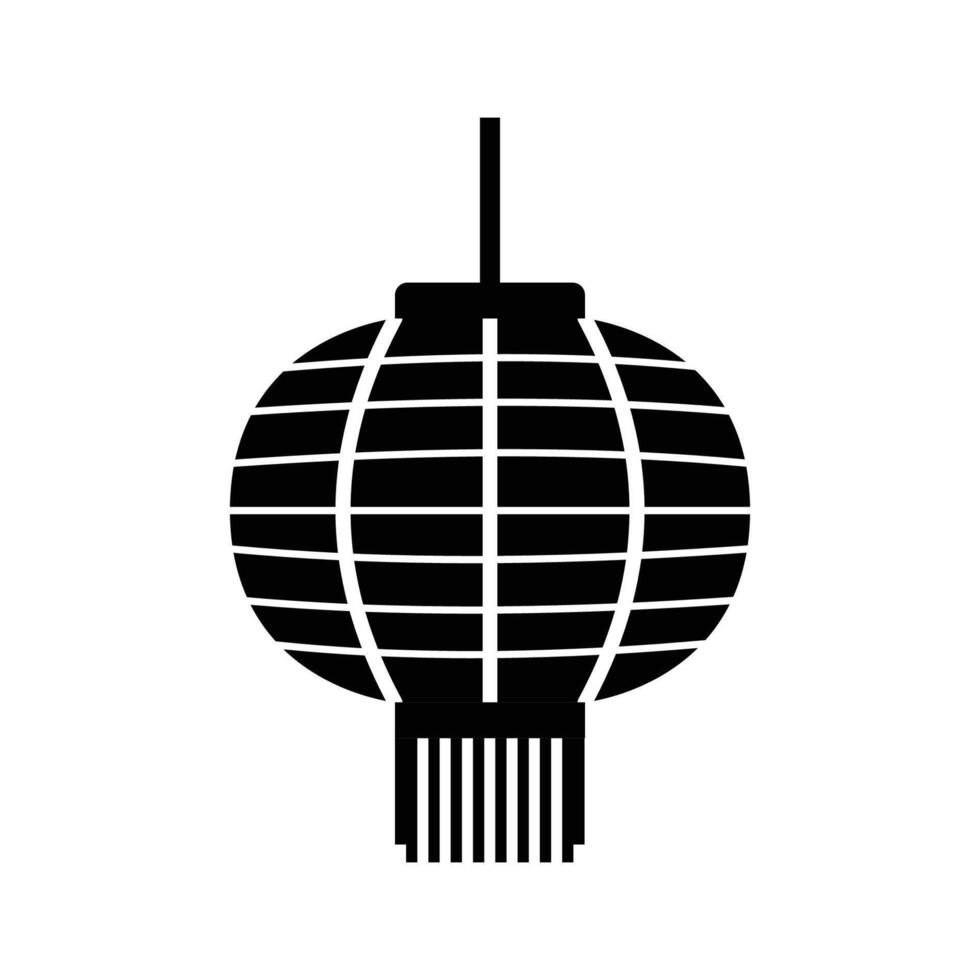 Chinese Lantern Silhouette. Black and White Icon Design Elements on Isolated White Background vector