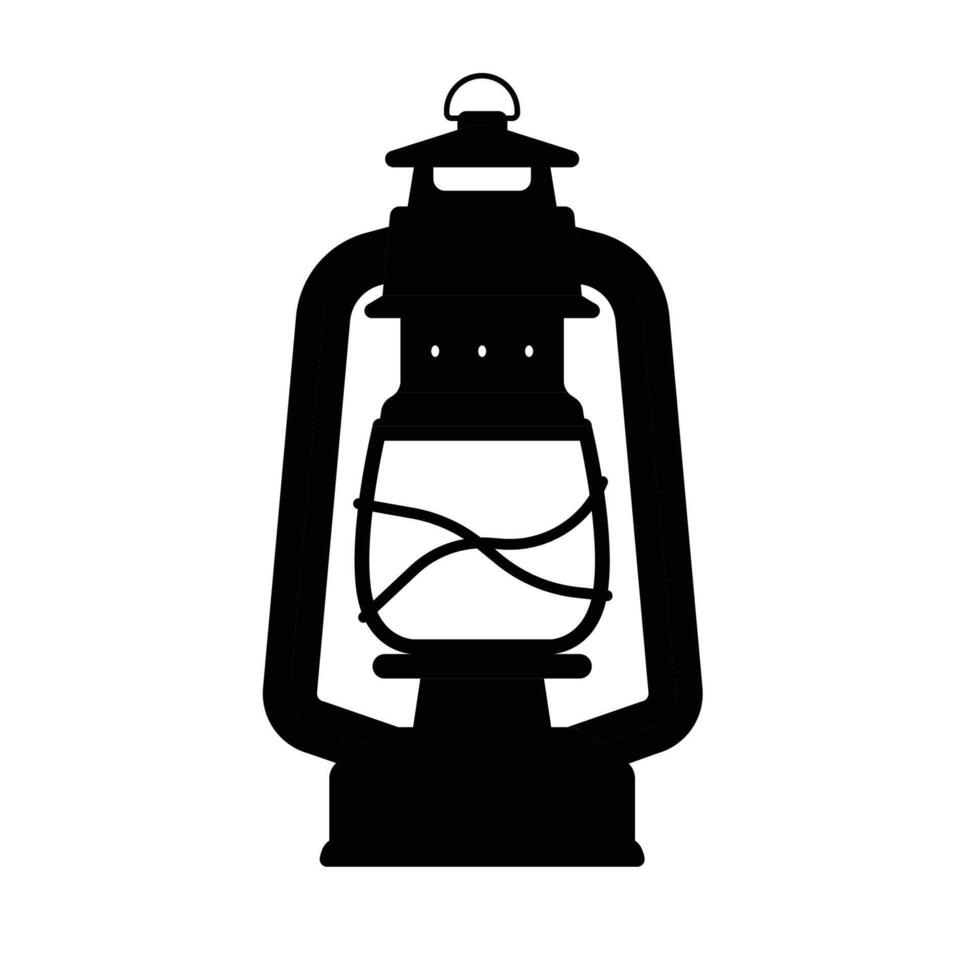 Camping Lantern Silhouette. Black and White Icon Design Elements on Isolated White Background vector