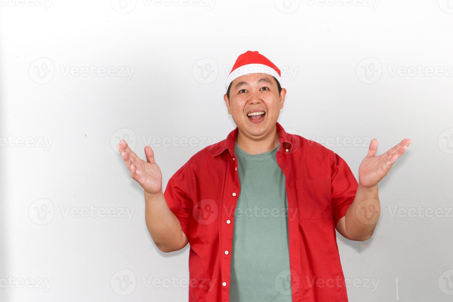 Happy Man wearing Santa Hat photo