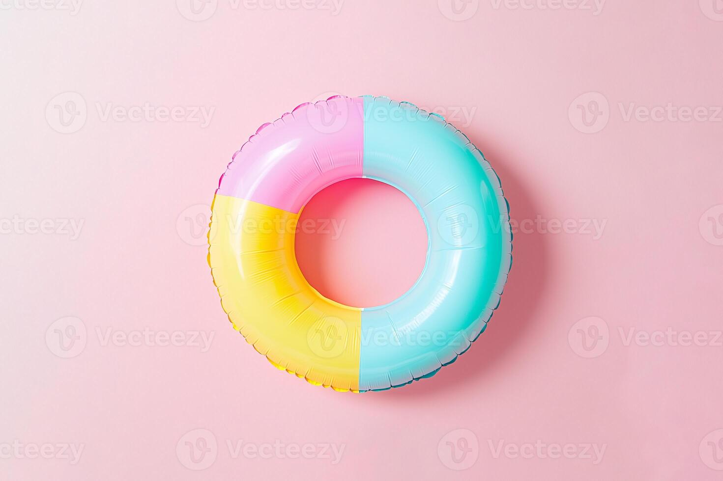 colorful inflatable swimming circle on a light background photo