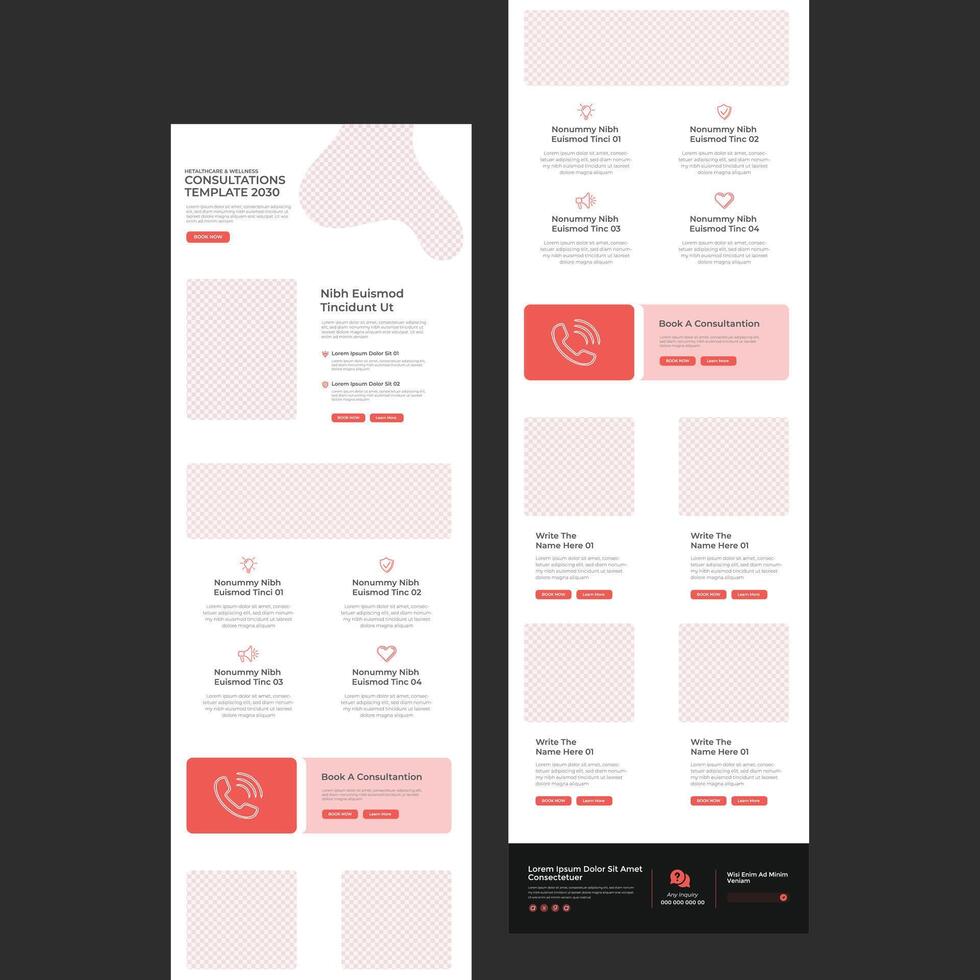Editable Multipurpose Business B2B E-newsletter email marketing template l Landing Page Layout l Consultation Medical Healthcare Wellness Service vector