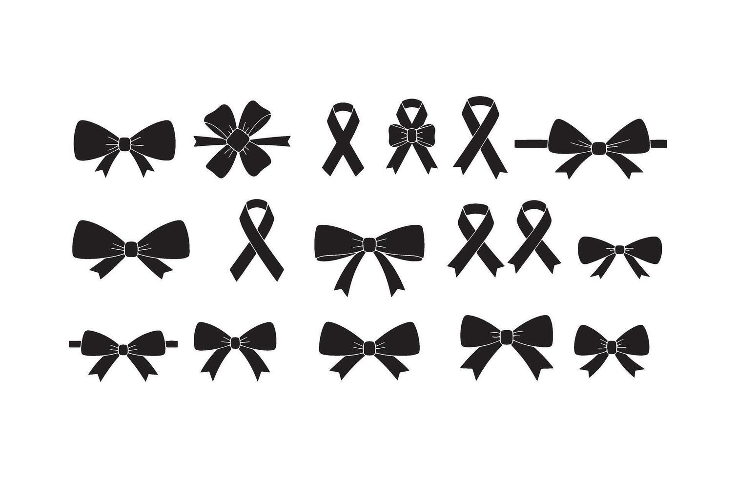 Black Ribbon Bow Collection Set vector