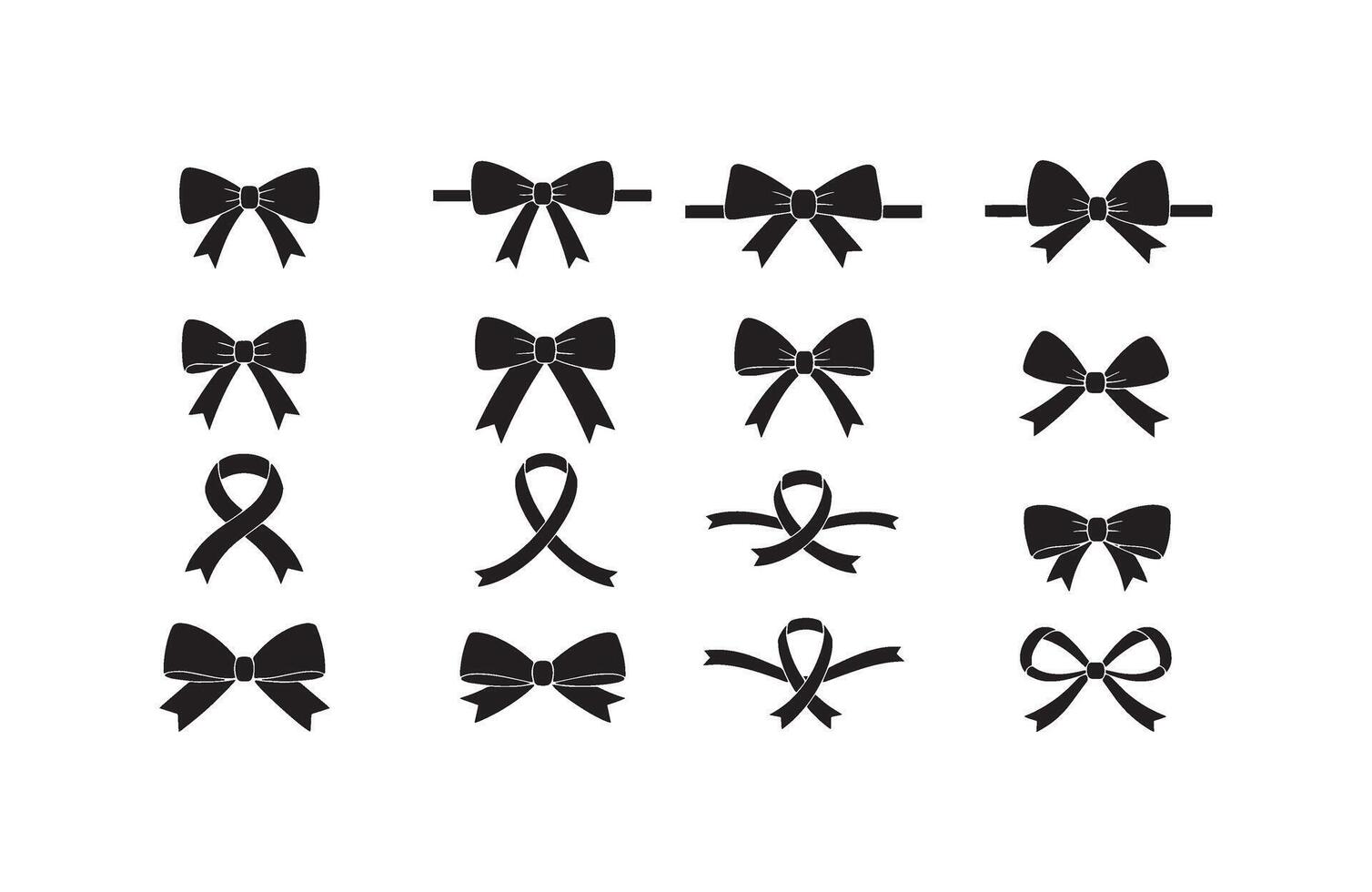 Classic Ribbon Bow Decoration Graphics Bundle vector