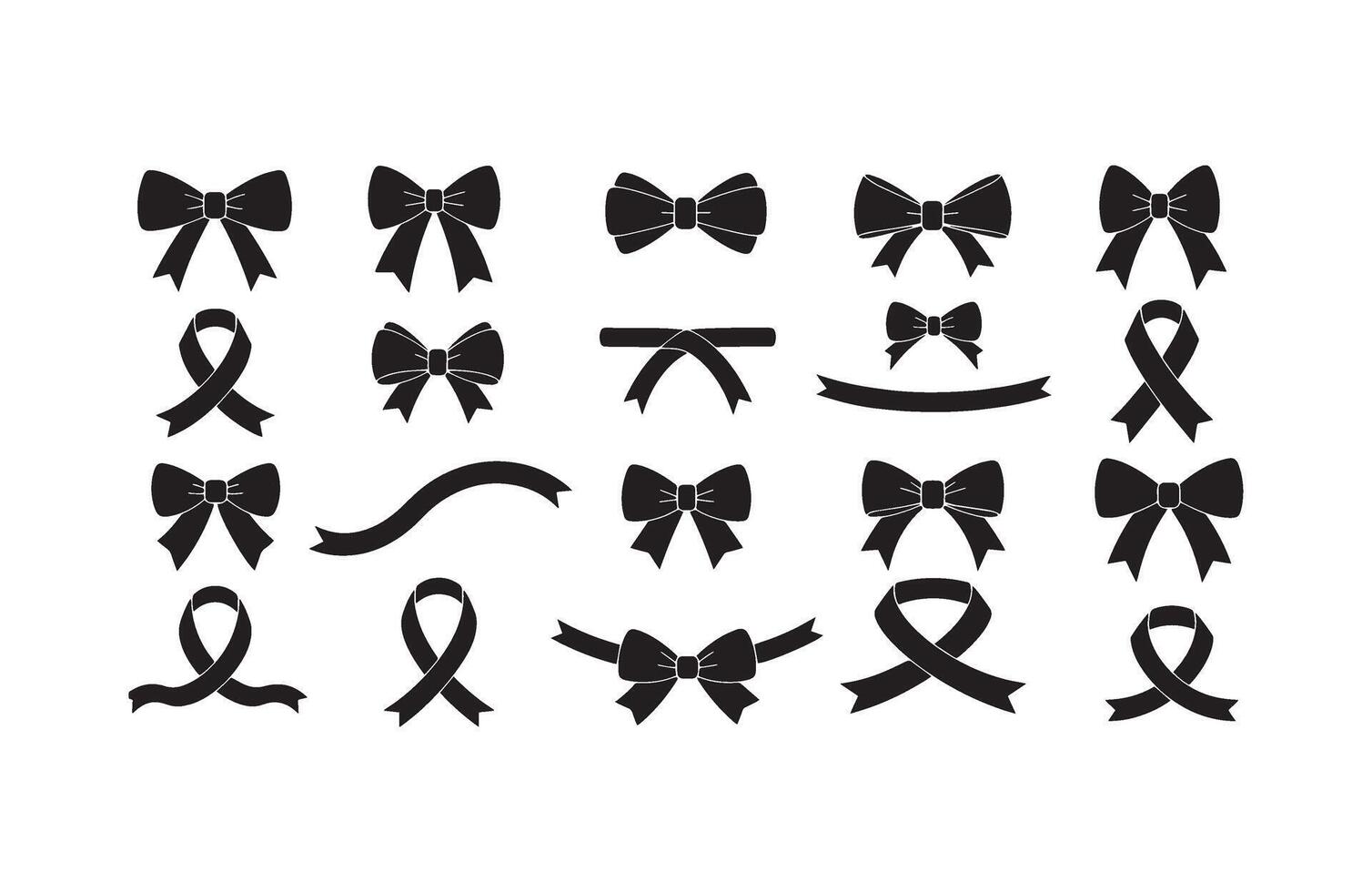 Black Ribbon Bow Art Bundle Pack vector