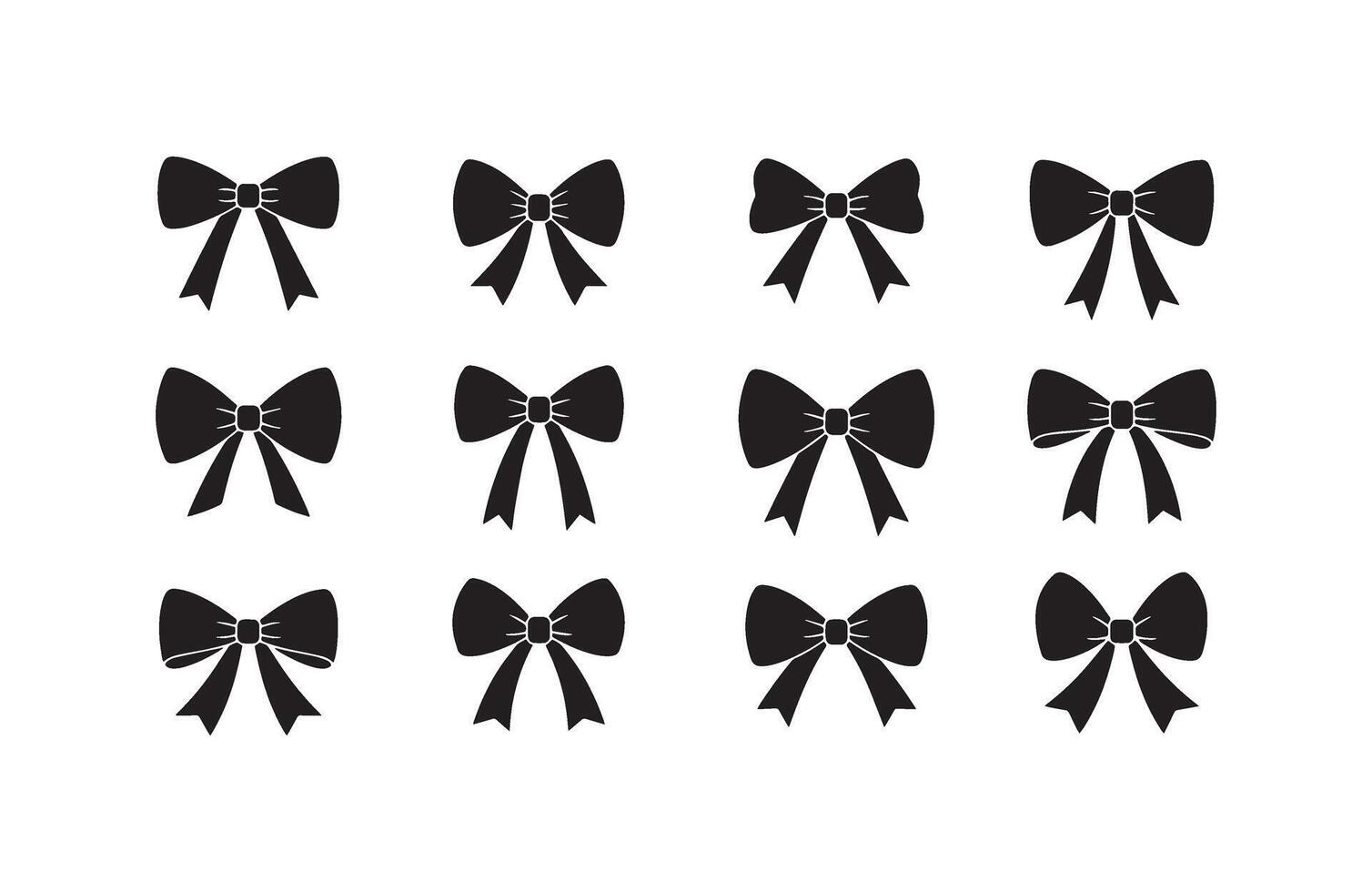Elegant Black Bow Shapes Pack Bundle vector
