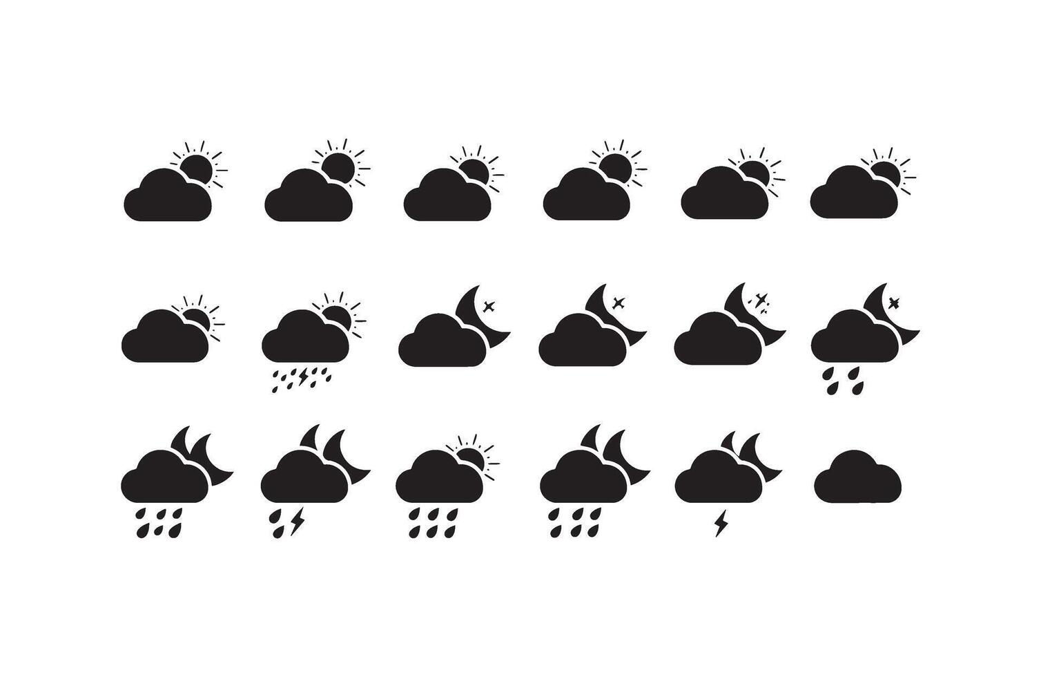 Flat Design Weather Icons Collection with Rain vector