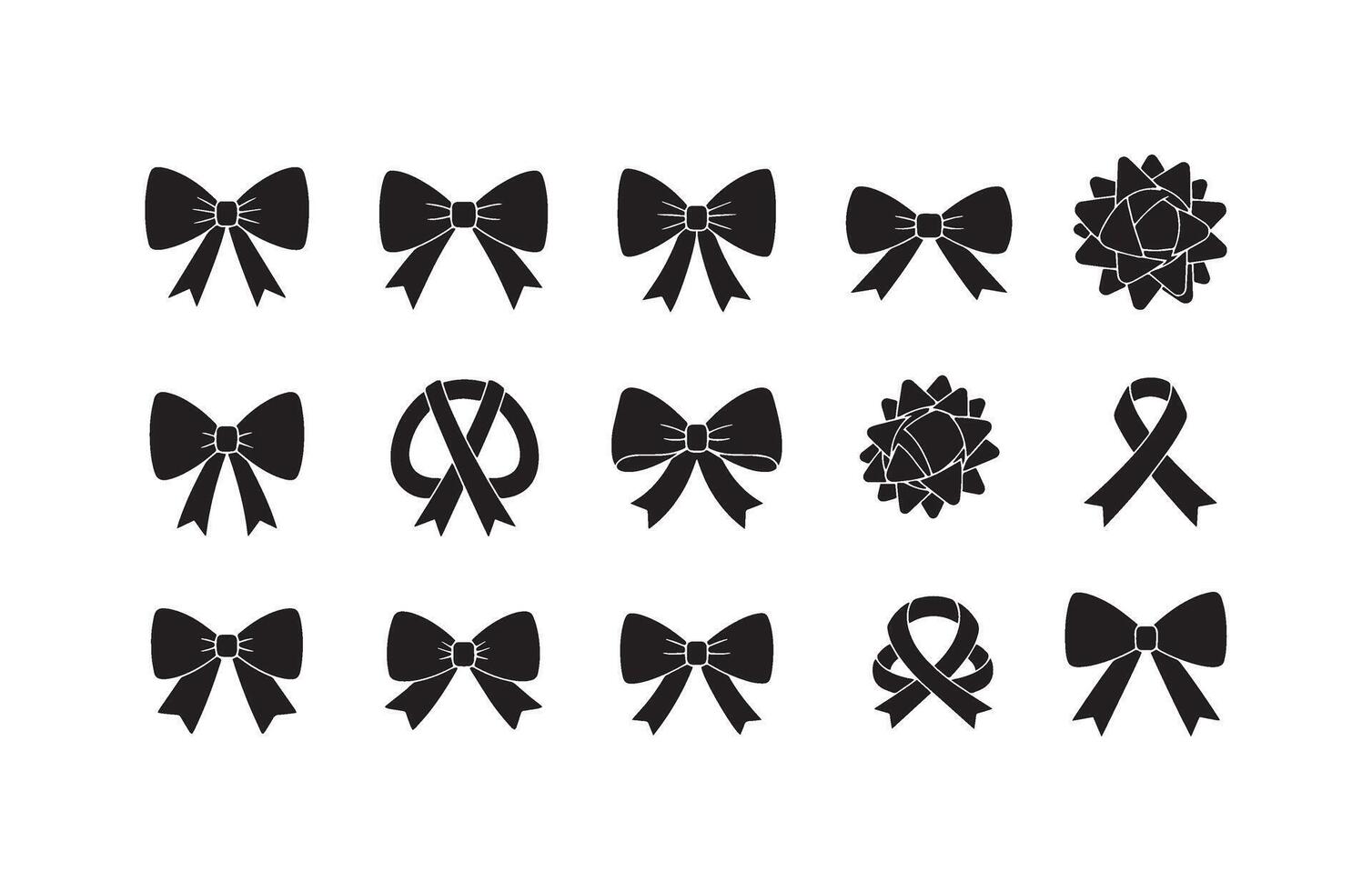 Black Bow Ribbon Graphic Collection Pack vector