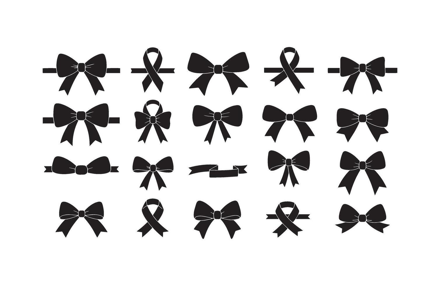 Stylish Bow and Ribbon Bundle Pack vector