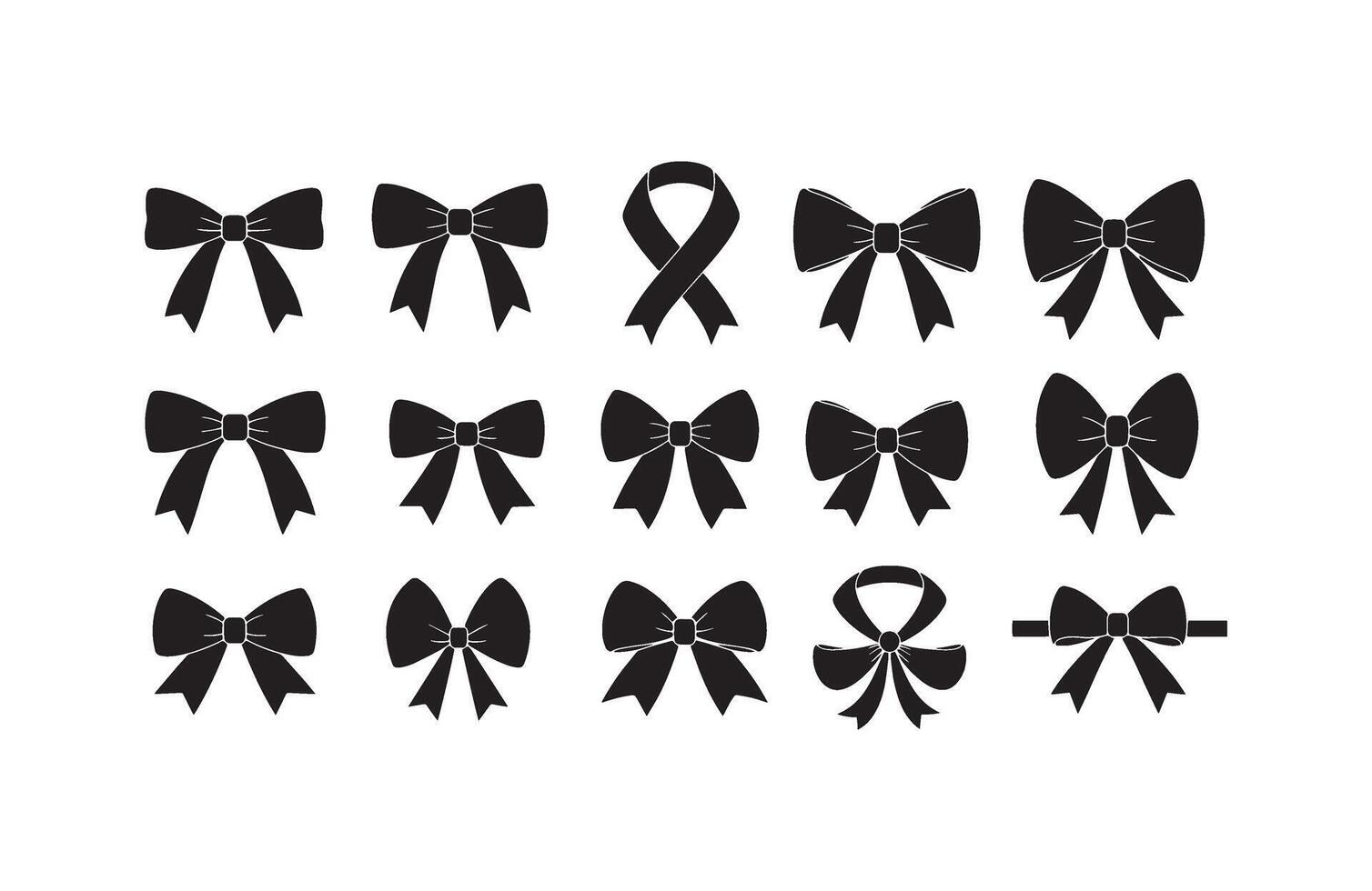 Minimalist Bow Ribbon Ornament Pack vector