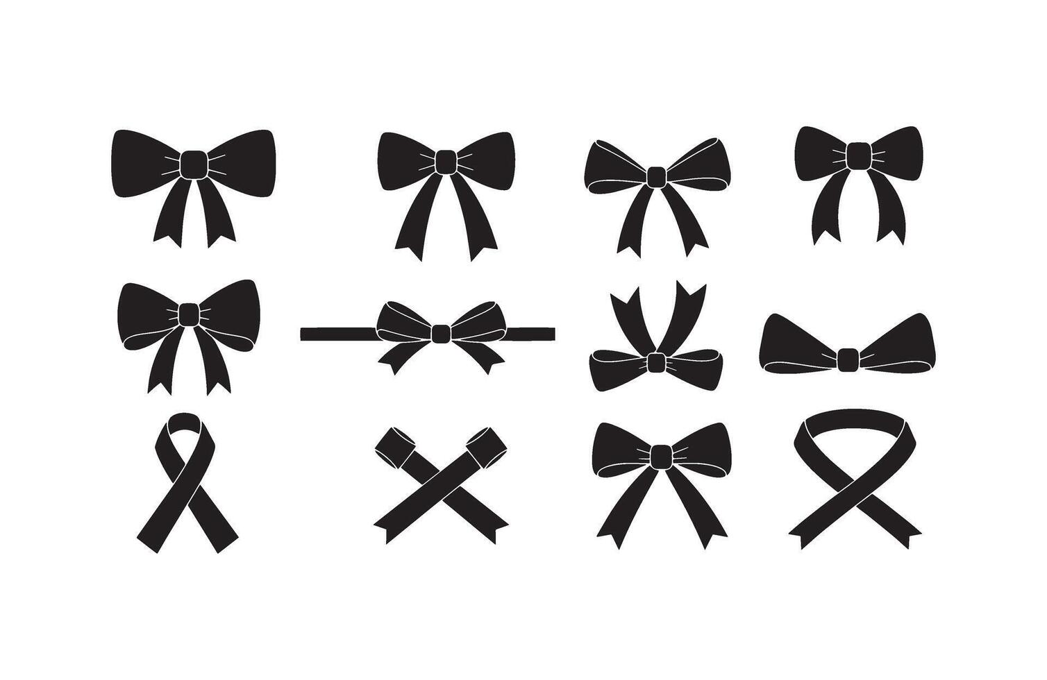 Elegant Black Ribbon Bow Graphics vector