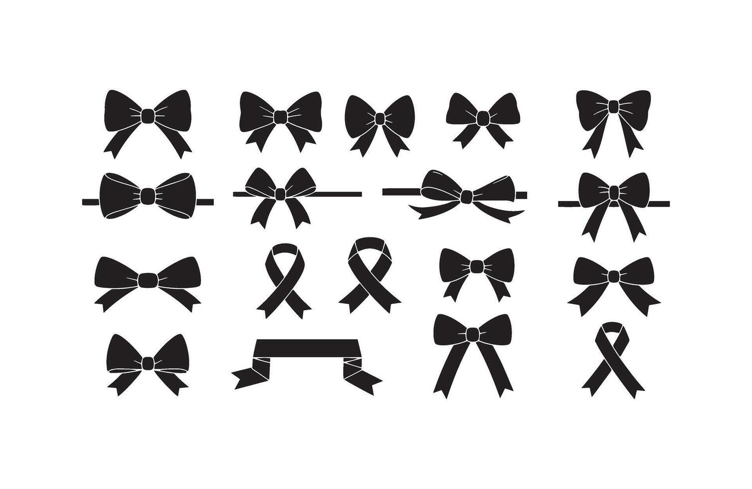Decorative Black Bow Bundle Pack vector