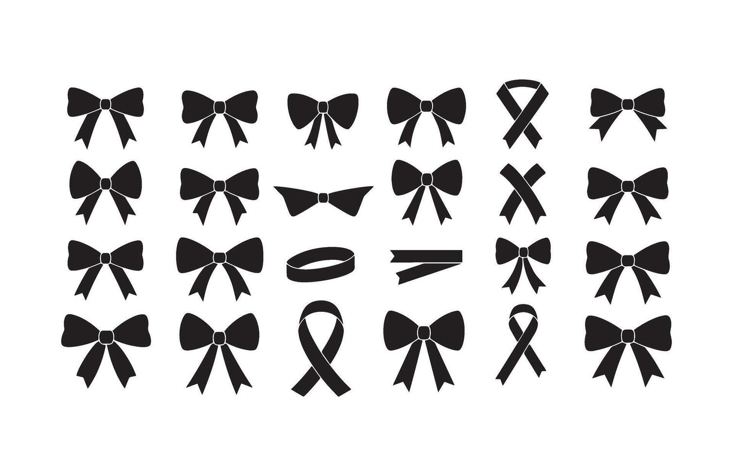 Classic Ribbon Bow Art Collection Set vector