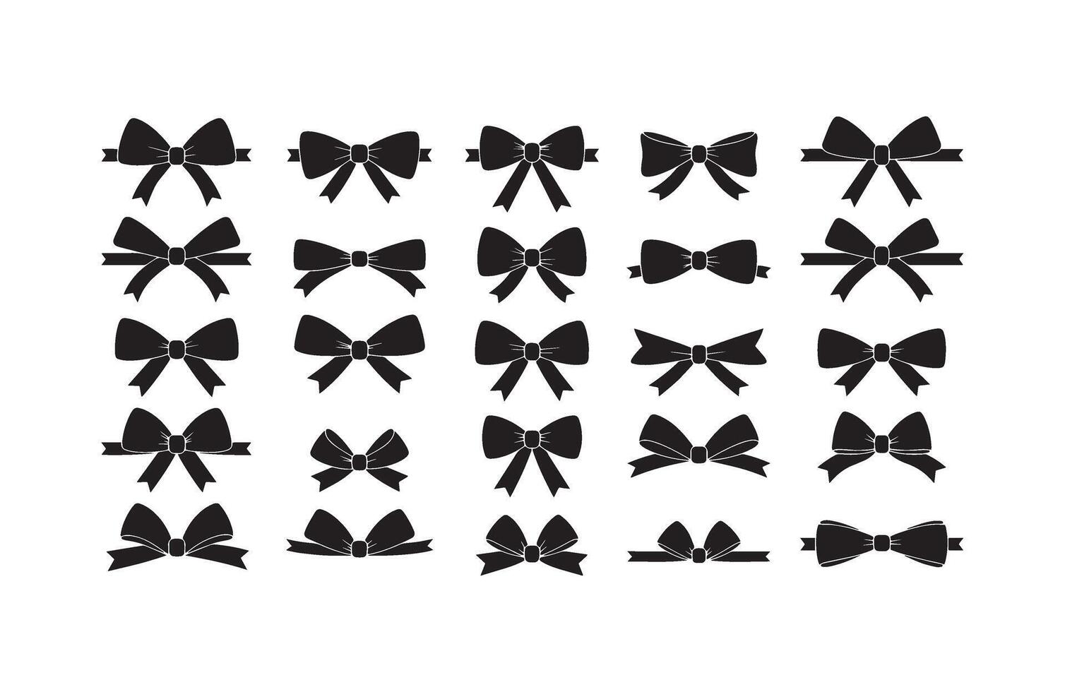 Decorative Black Bow Shapes Pack vector