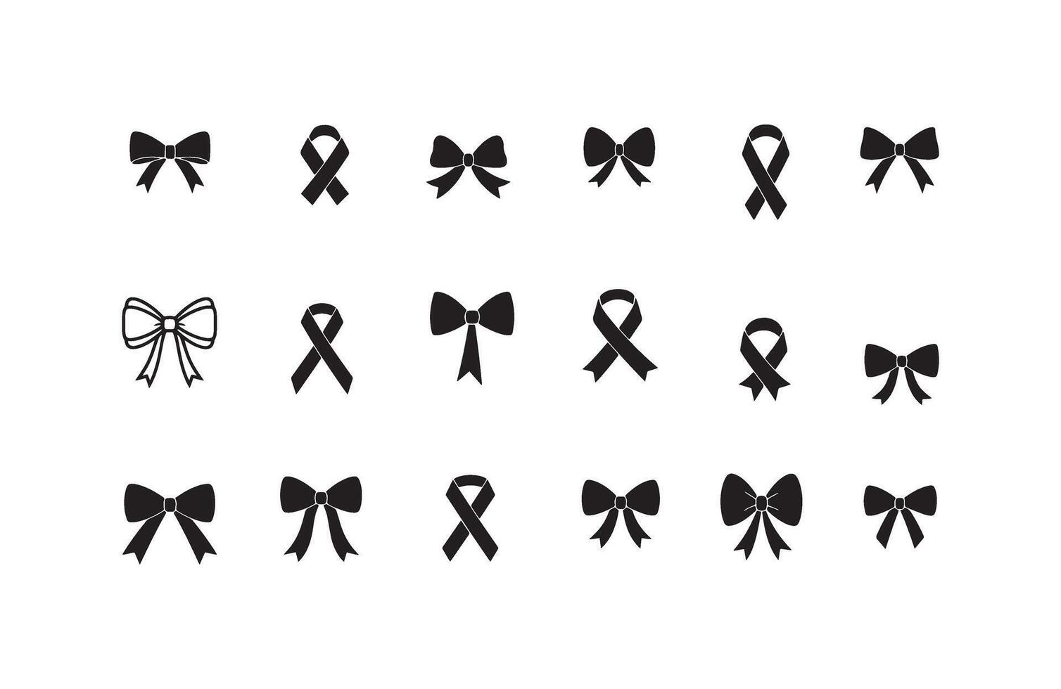 Decorative Ribbon Bow Shape Set vector