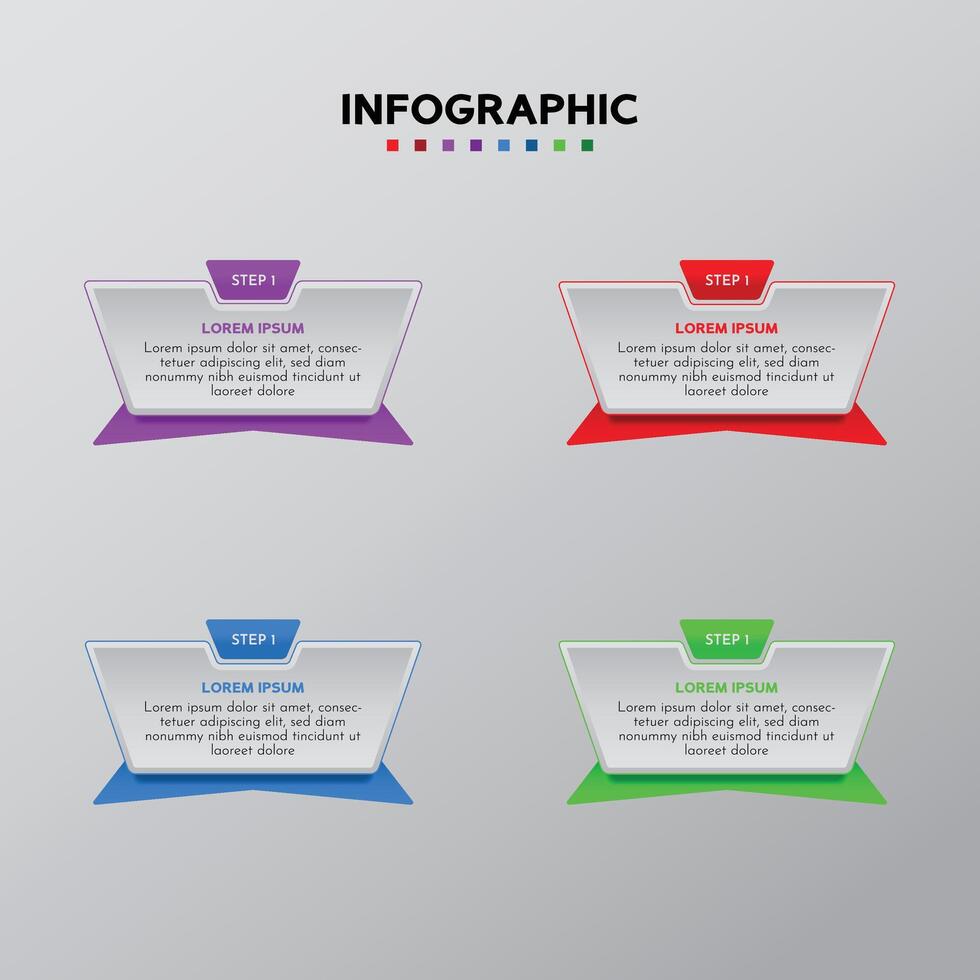 Professional business infographic template with 4 steps and colorful isolated on a clean background vector
