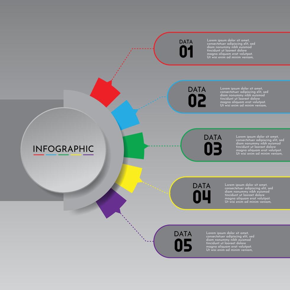 Professional business modern infographic template with 5 steps, colorful isolated on clean background vector