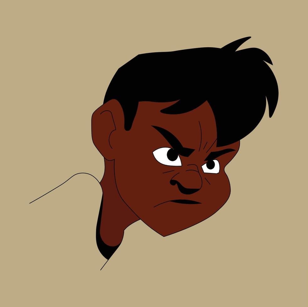Angry black boy in elegant line art vector