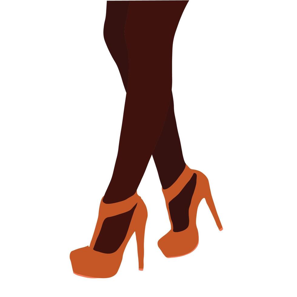 Orange high heels on a black lady vector
