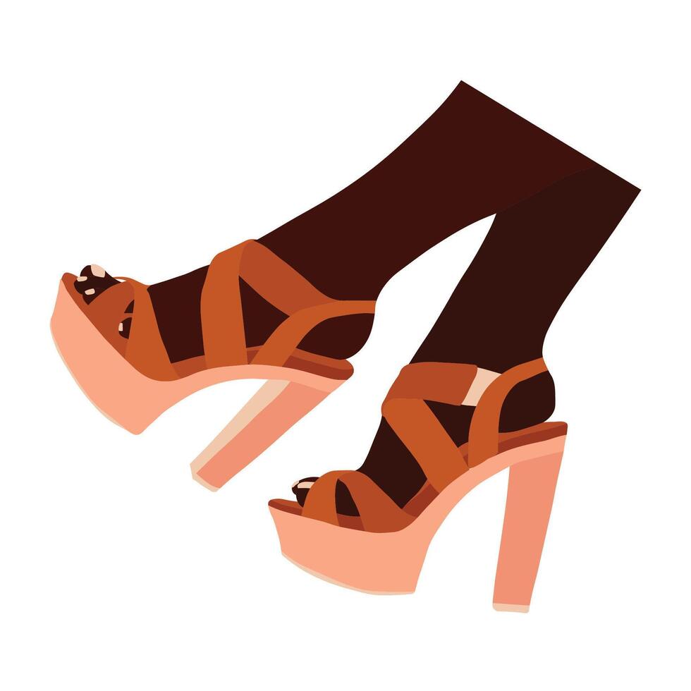 Orange high heel shoes on black woman vector