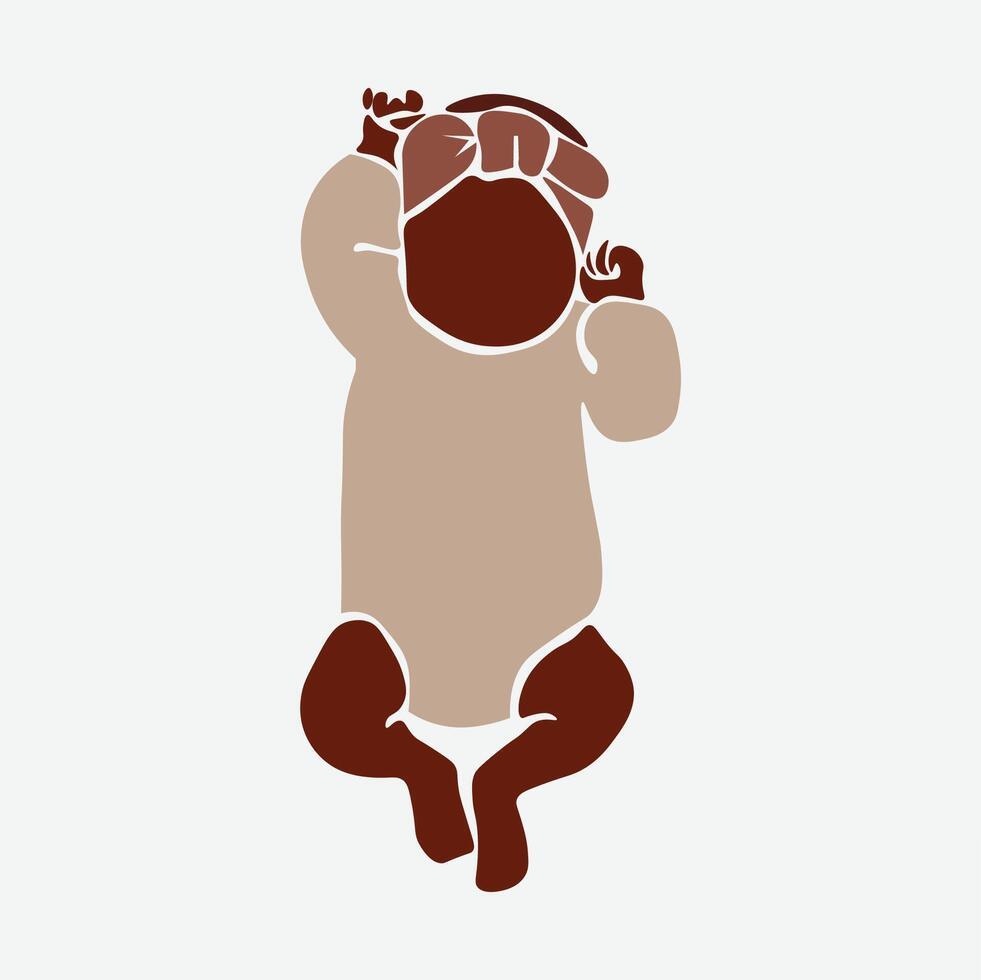Newborn Stylish black baby in elegant line art vector