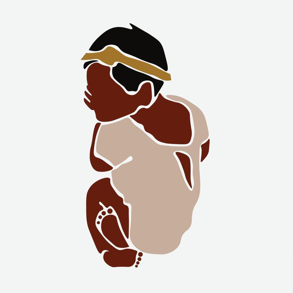 Elegant black baby in line art style vector