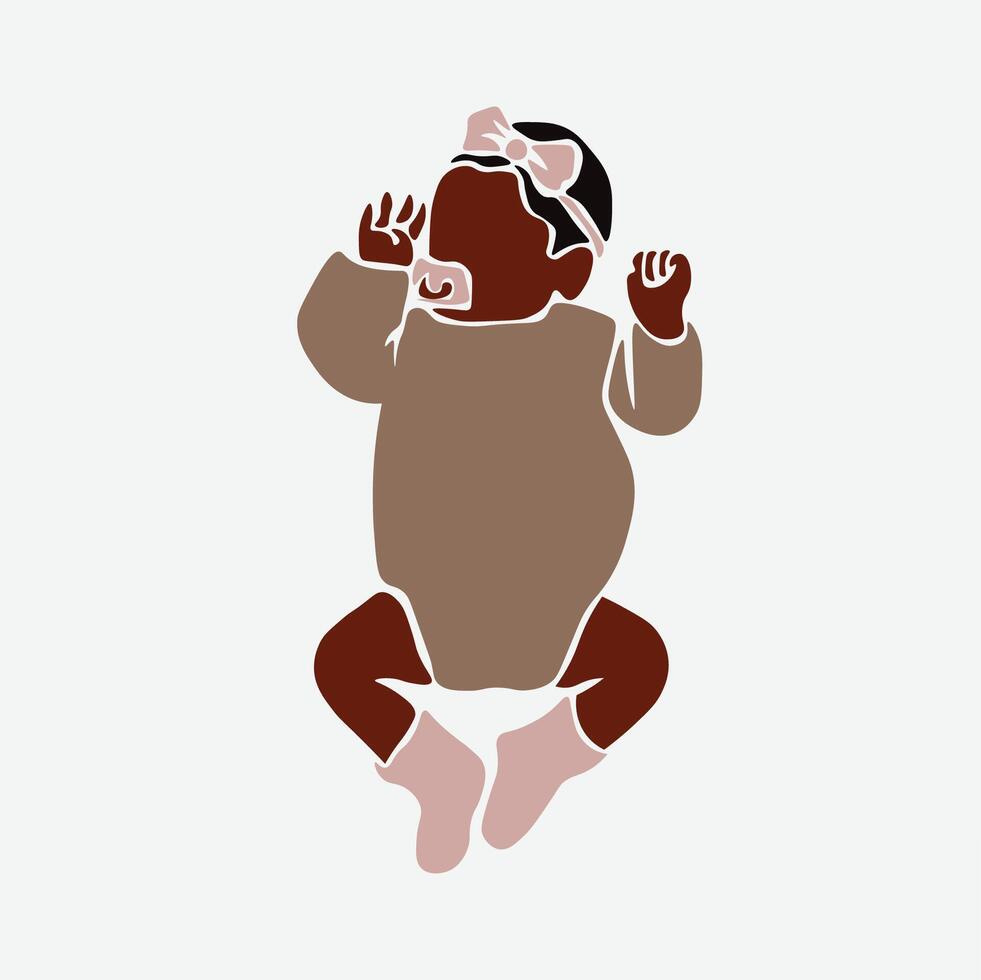 Stylish black baby in elegant line art style vector