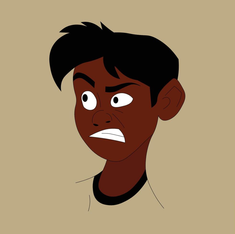 Angry black boy in elegant line art style vector