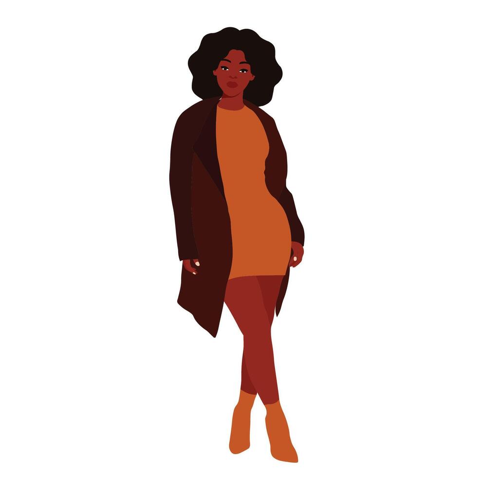 Beautiful black woman in elegant orange boots vector