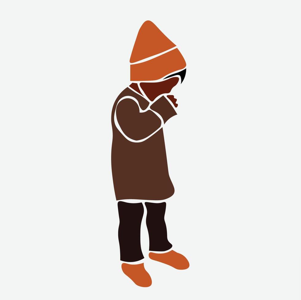 Fashionable black baby in elegant line art vector