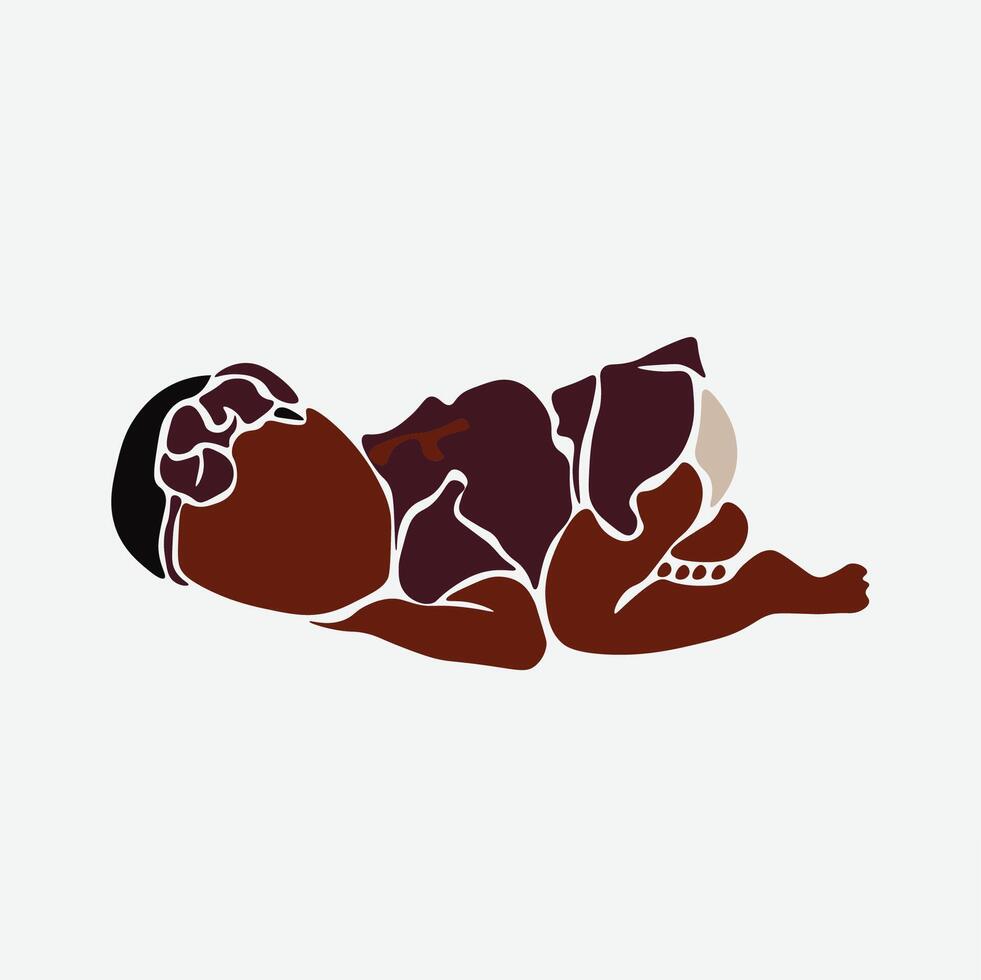 Black baby in elegant line art style vector