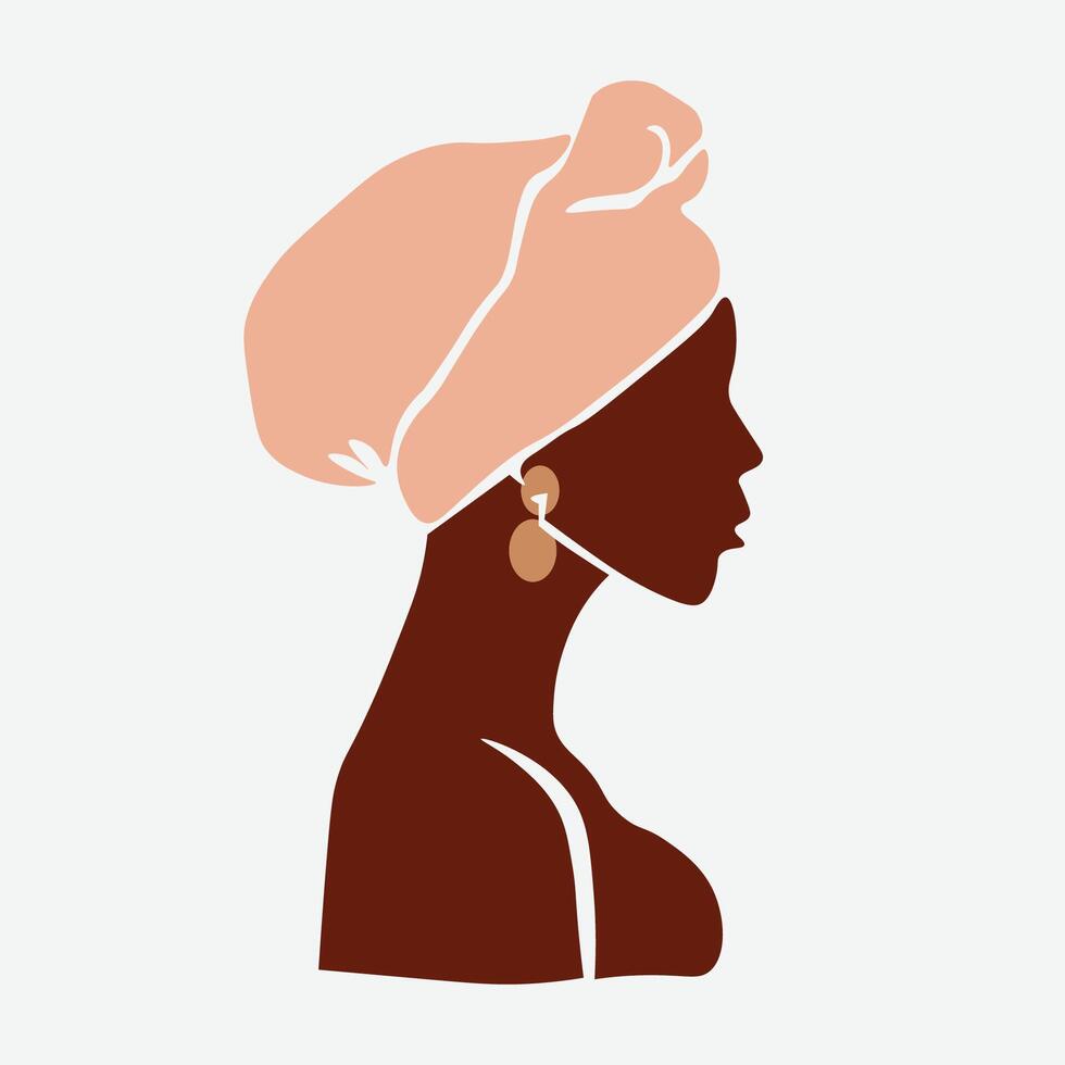 Abstract black woman in elegant line art style vector