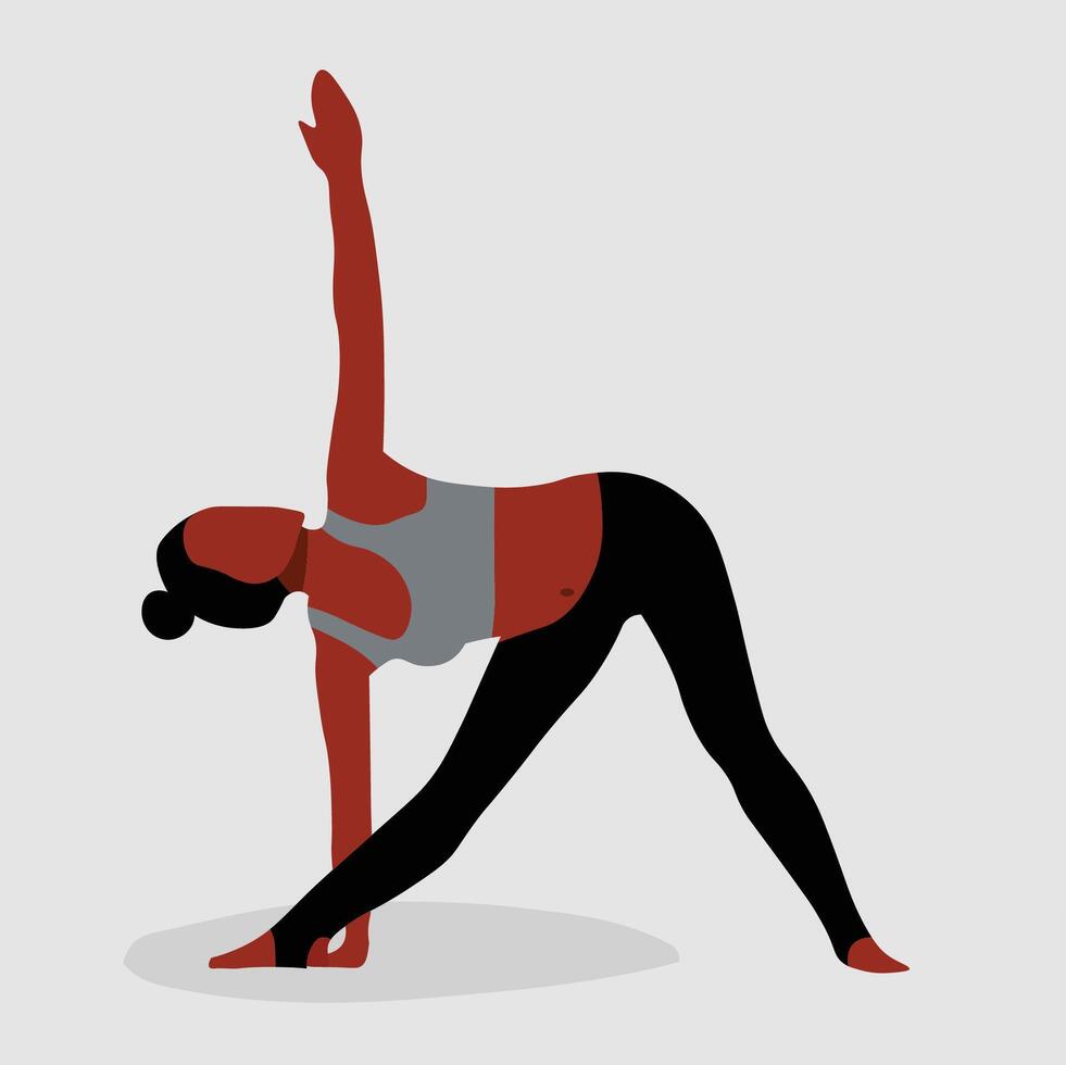 Modern black woman practicing yoga in elegant line art vector