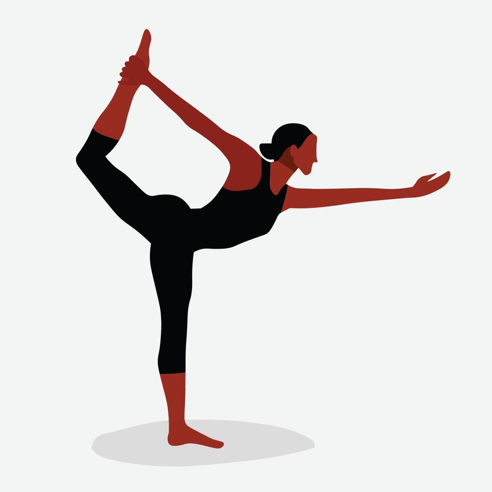 Black woman practicing yoga in line art vector