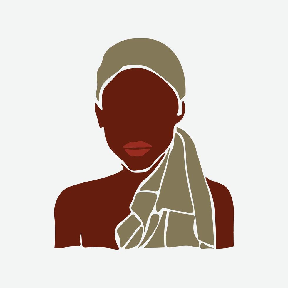Abstract young black woman in elegant line art vector