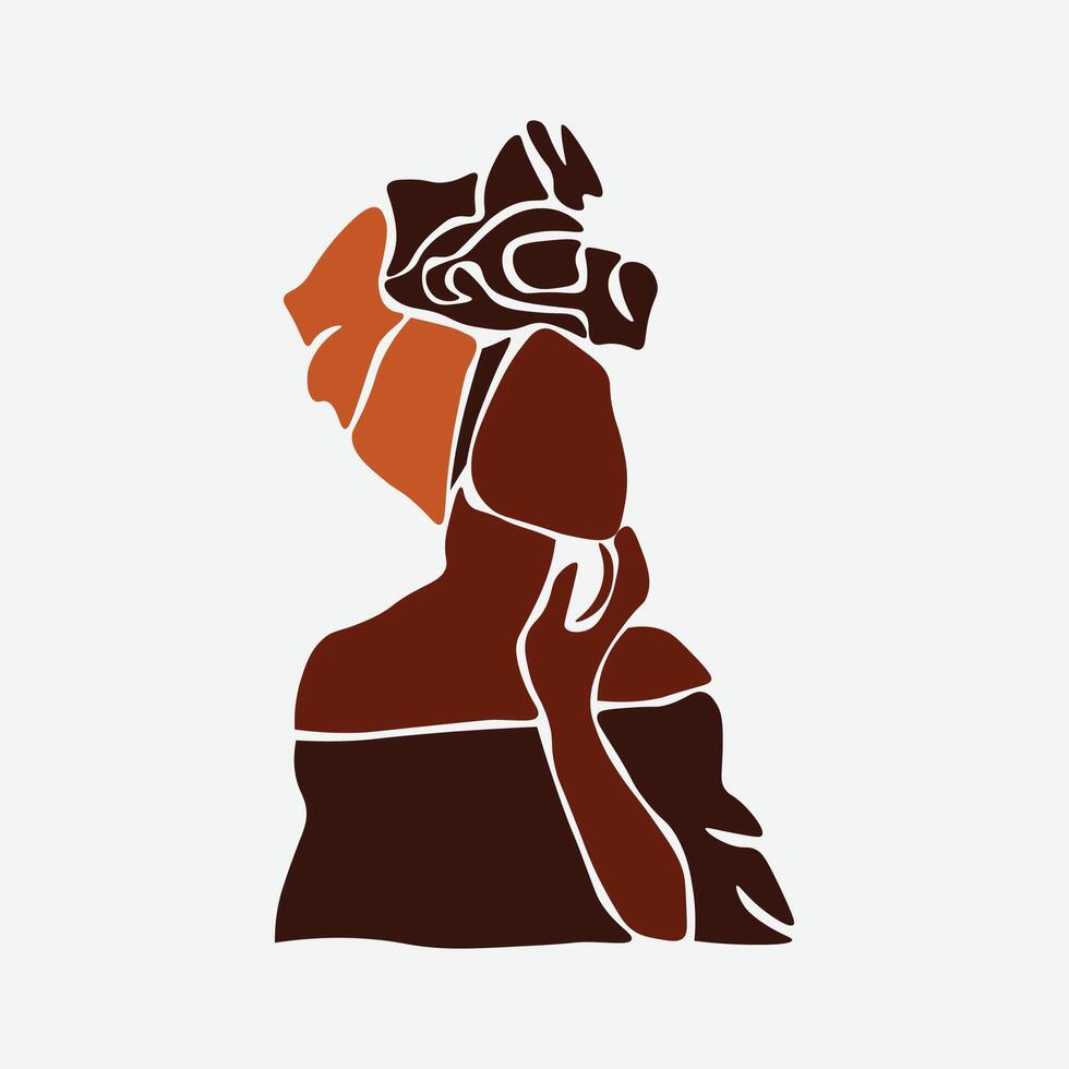 Young black woman in elegant line art style vector
