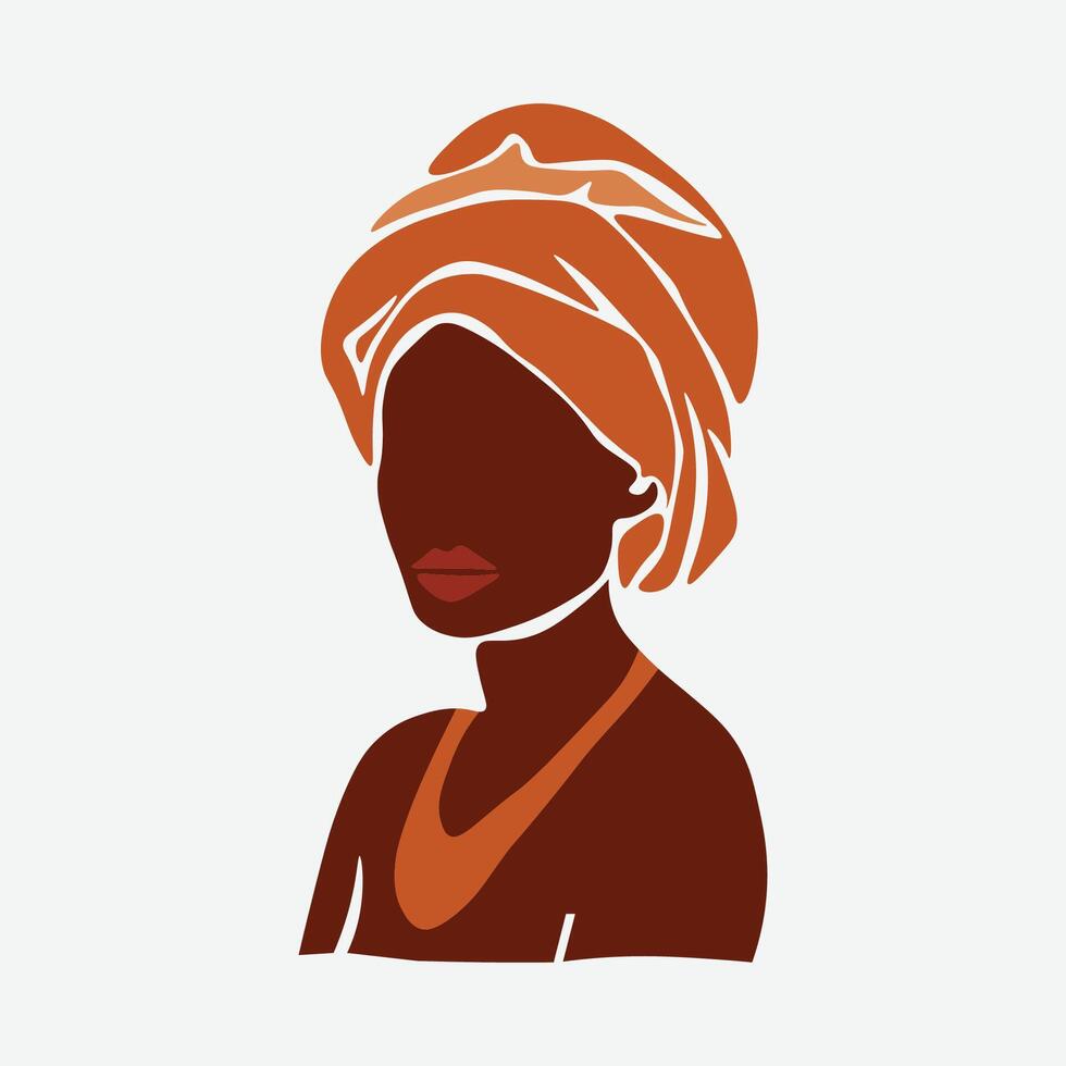 Abstract modern young black woman in elegant line art vector