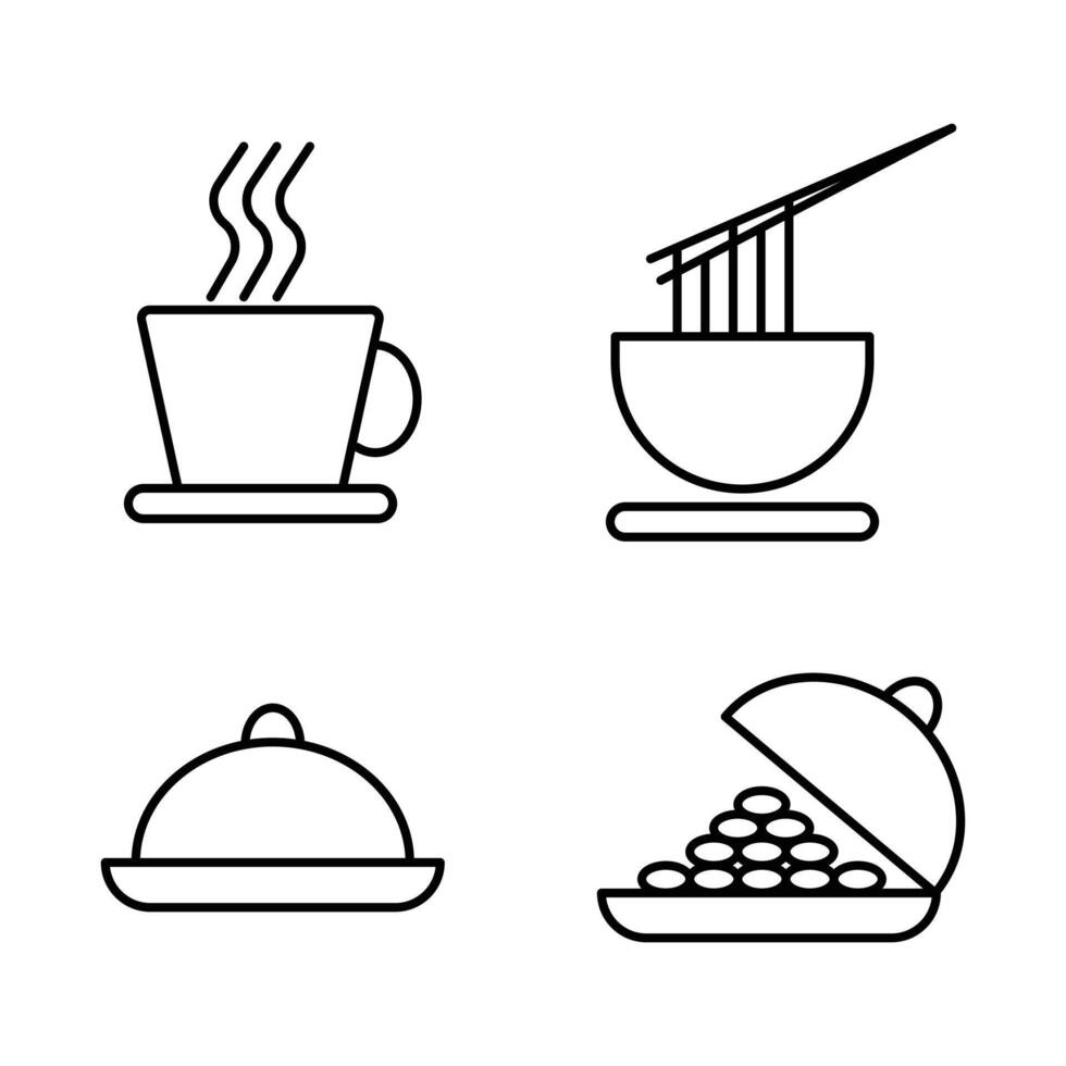 theme of food and kitchen icon set. Illustration on a theme Coffee. Line, outline, stroke, pictogram. vector