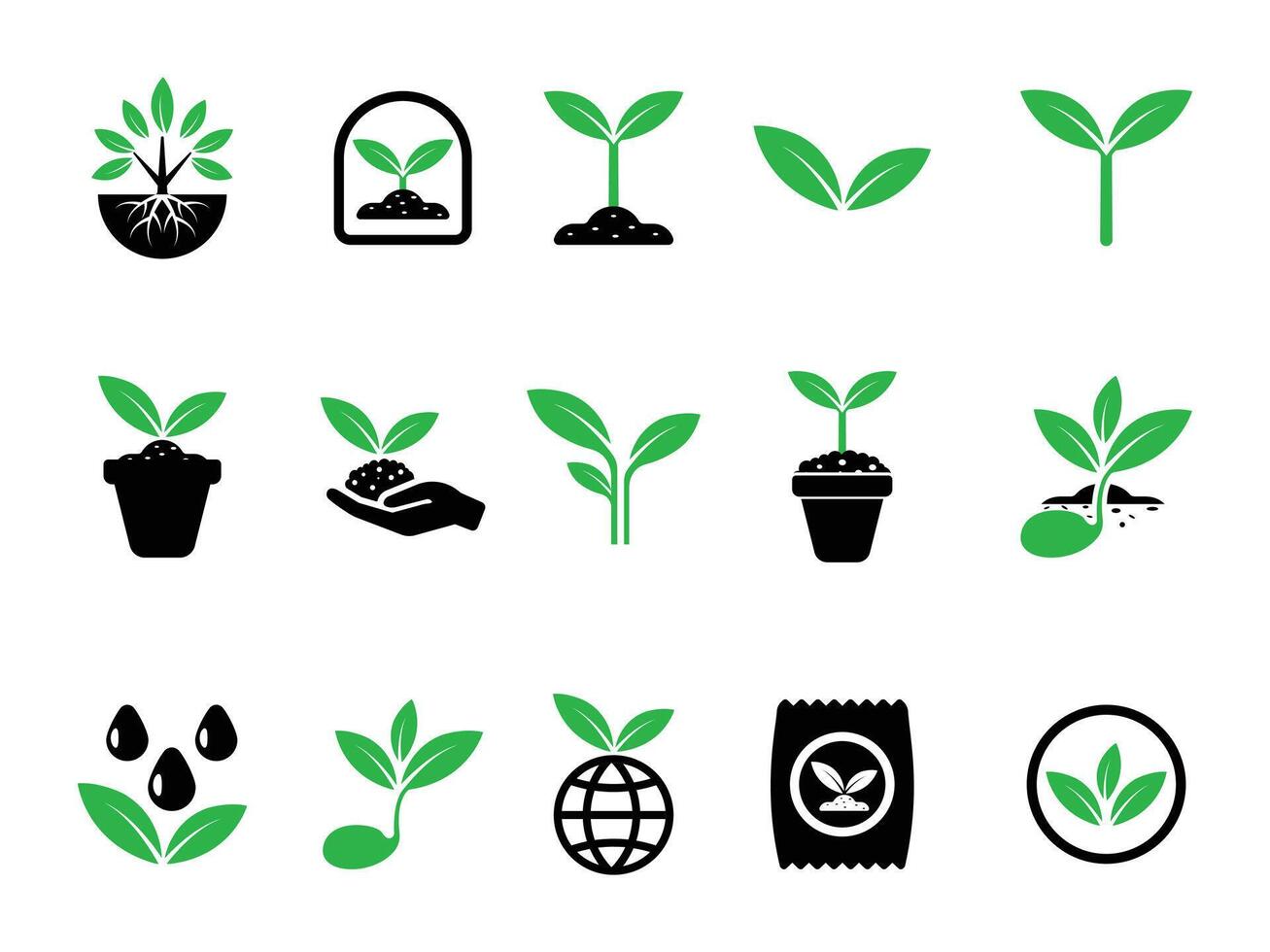 Green leaf ecology plant icon set. nature, green, recycling, ecology. Set of solid icons about environment, vector
