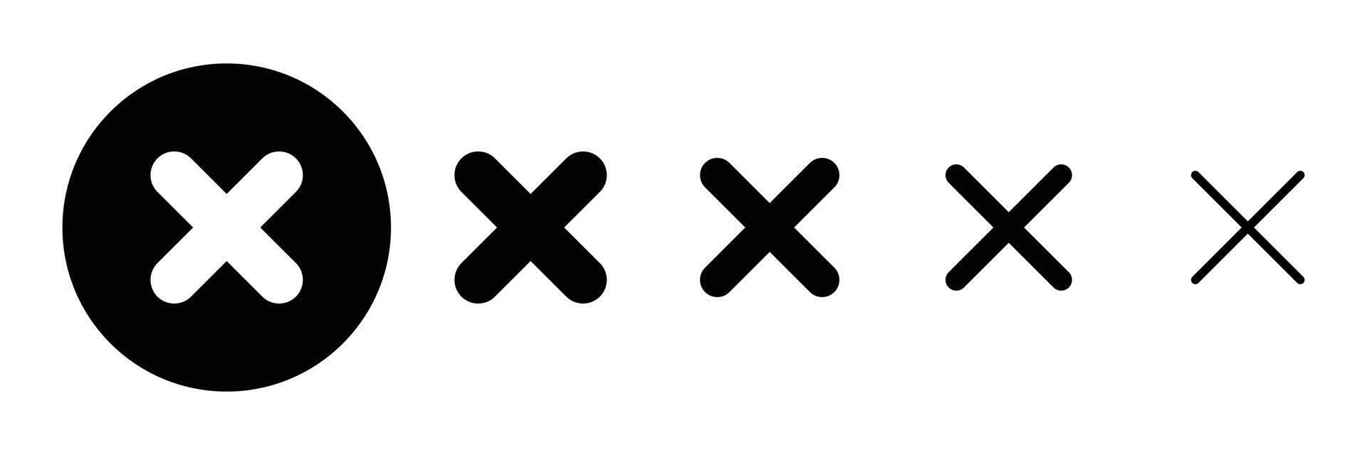 Set of Cross icons collection. Delete, Cross, No, Disagree, Not allow, wrong symbol. vector