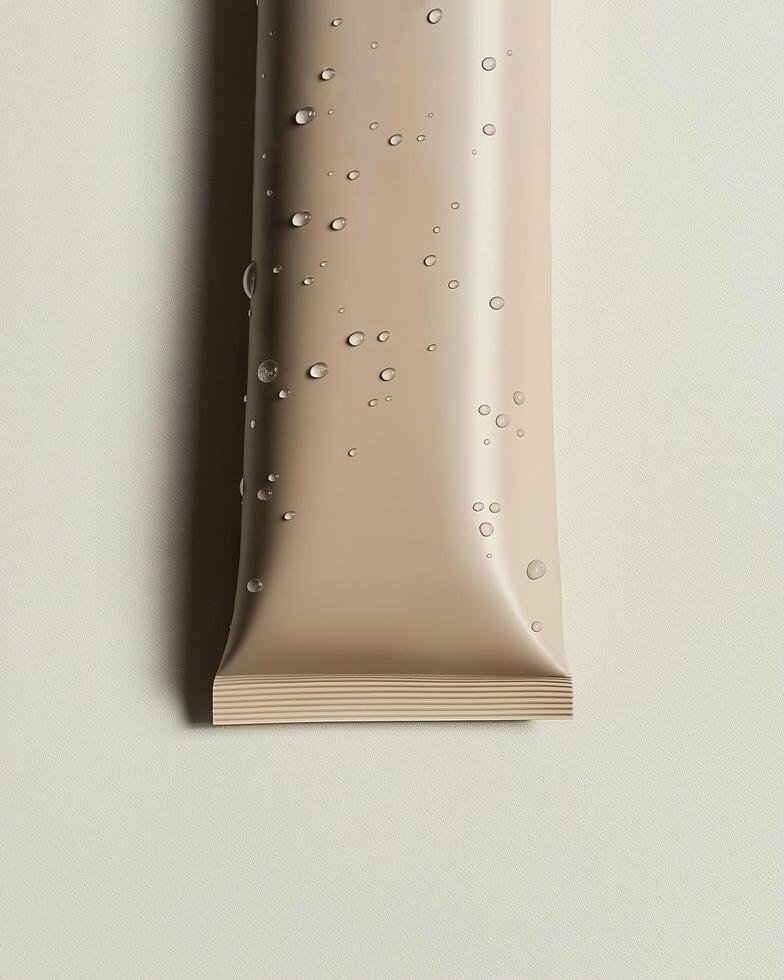 A tube of cream with water droplets on it photo