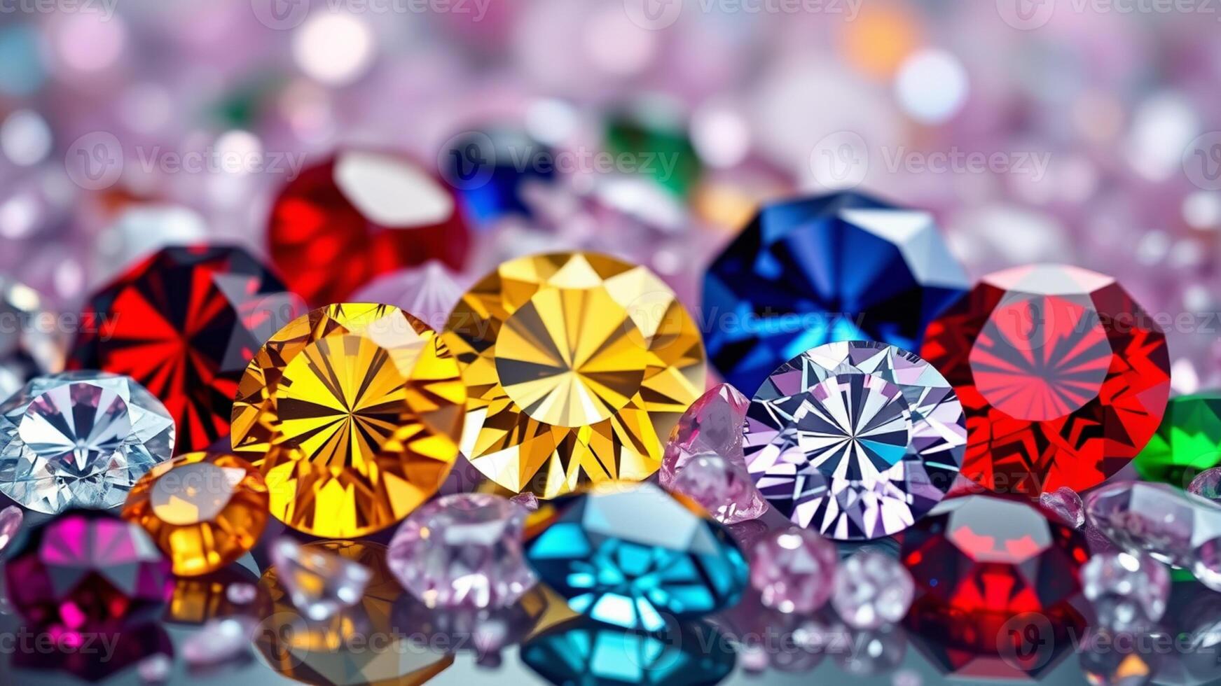 Beautiful diamonds and colourful gemstones. photo