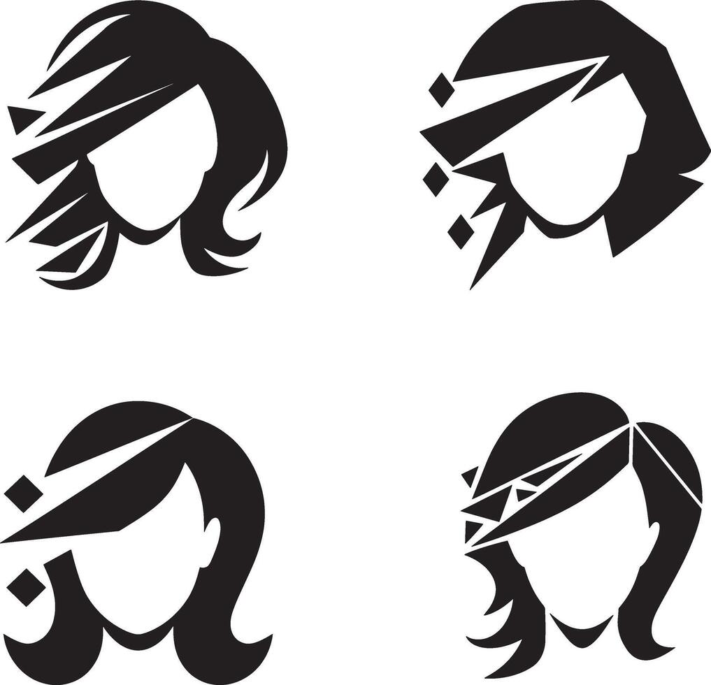 Modern Lady Silhouette Icon Trendy Fashionable Woman Beauty Salon Branding Logo Design vector