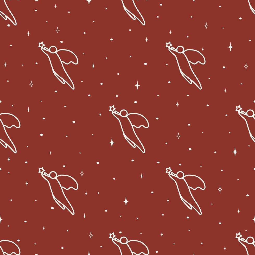 Christmas seamless pattern with decorative elements. Seamless pattern with angel character vector