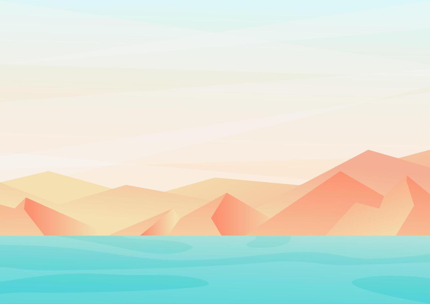 Coastal landscape illustration. seaside mountains illustration in boho style with seaside vector