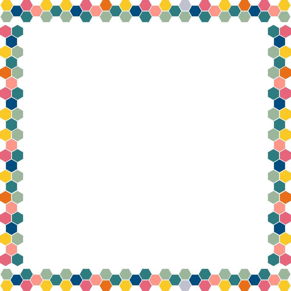 Colorful stylish geometric empty frame. bee hive frame for text. Modern Art baby shower graphic vector